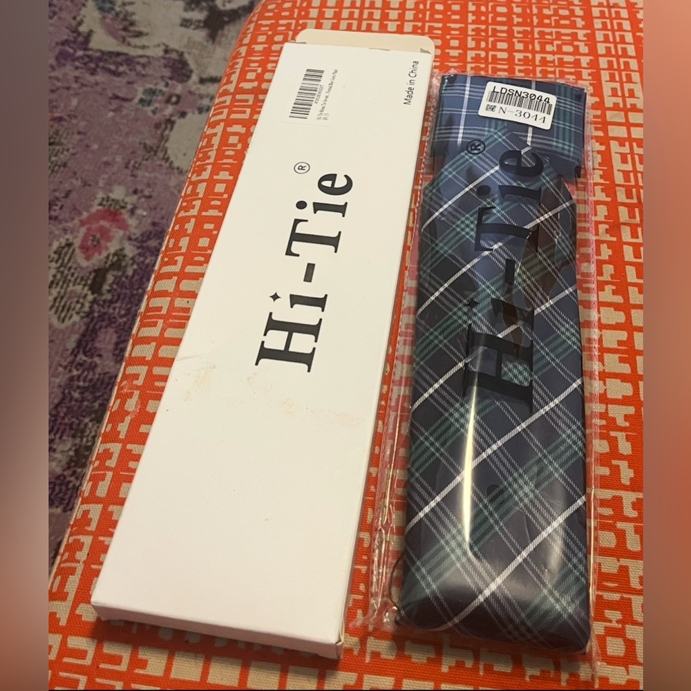 Hi-Tie Formal Blue Green Plaid Tie Set